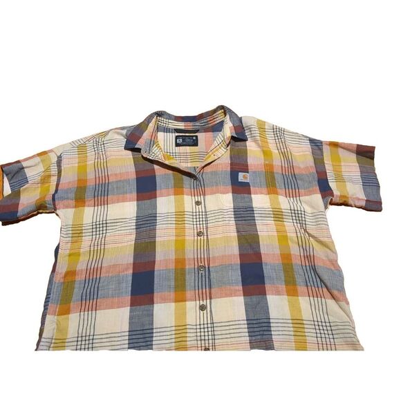 Carhartt Other - youth carhartt button short sleeve plaid print short sleeve, xl, multi color